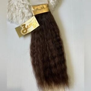 Kinky Straigh #4 t Wavy 16 In 100% Human hair Extensions Medium dark brown